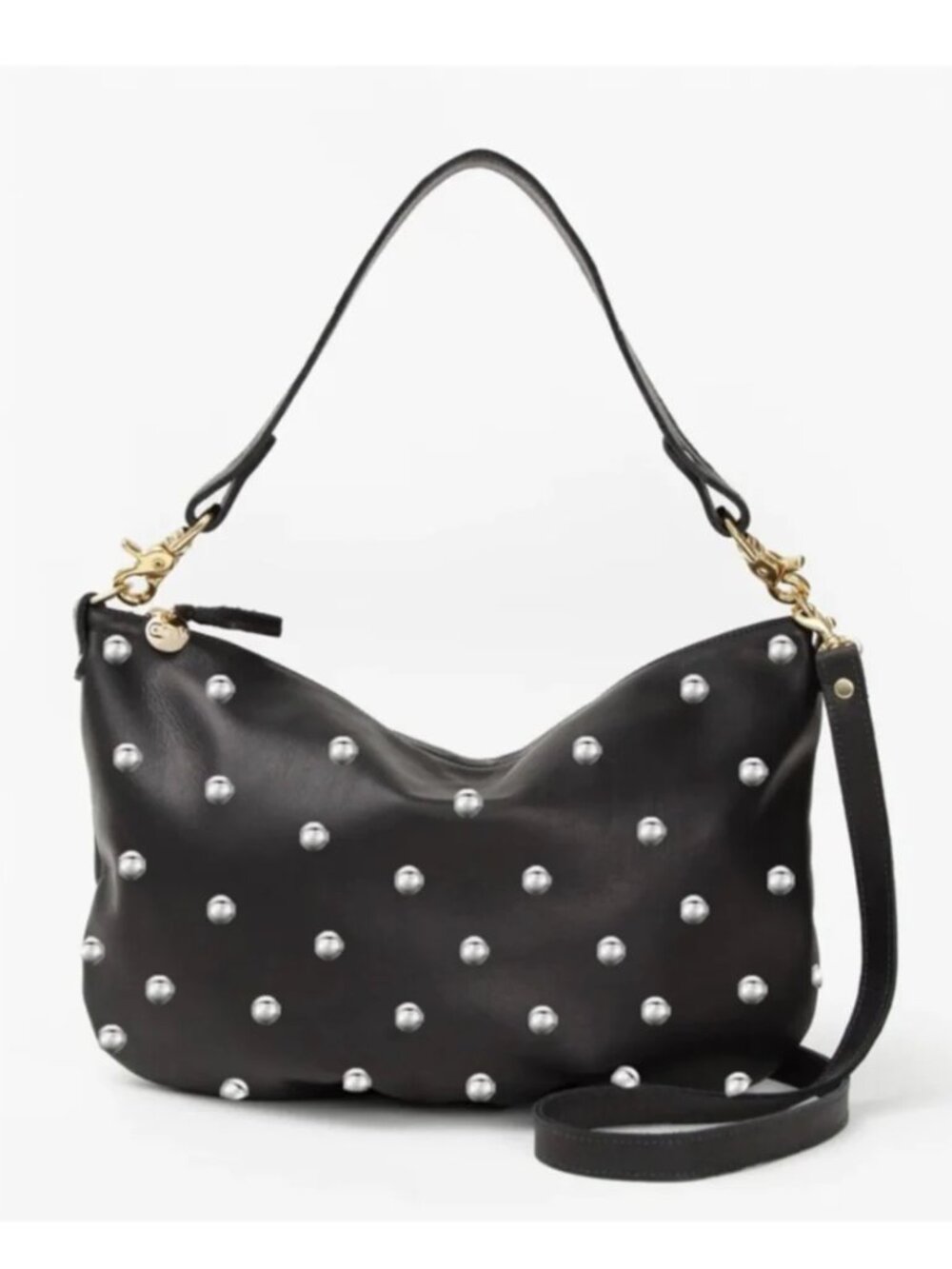 Clare V. Black Studded Moyen Messenger Bag